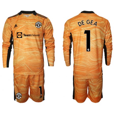 Fotbalový Dres Manchester United David de Gea 1 Brankářské Dětské Domácí 2021/22 Dlouhý Rukáv